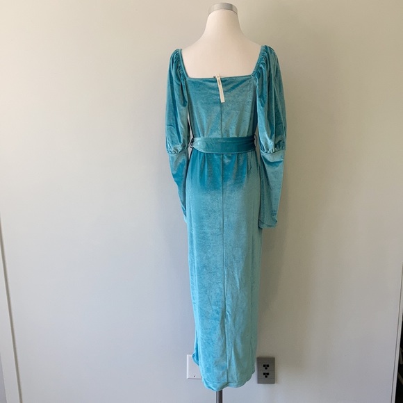 NWT Maternity Aqua Velvet Puff Long Sleeve Dress Size 8 - Picture 10 of 16